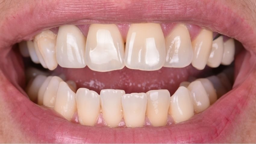 Before invisalign, crowns, a bridge and implants were used to restore this smile — No Limits Dental patient 5, Midtown Manhattan