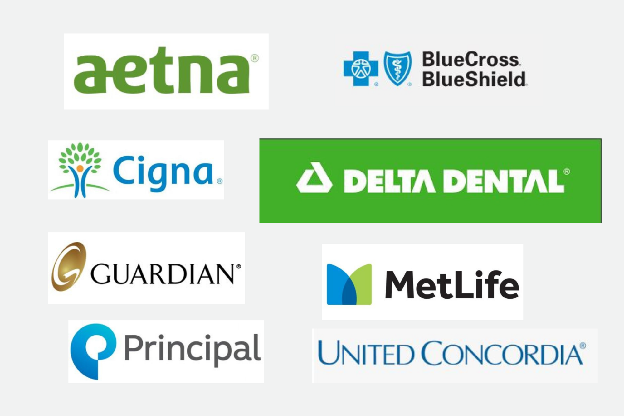Logos of the dental insurances we participate with